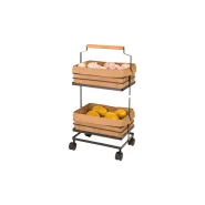 جا سیب زمینی و پیاز فلزی 2 طبقه دسته چوبی