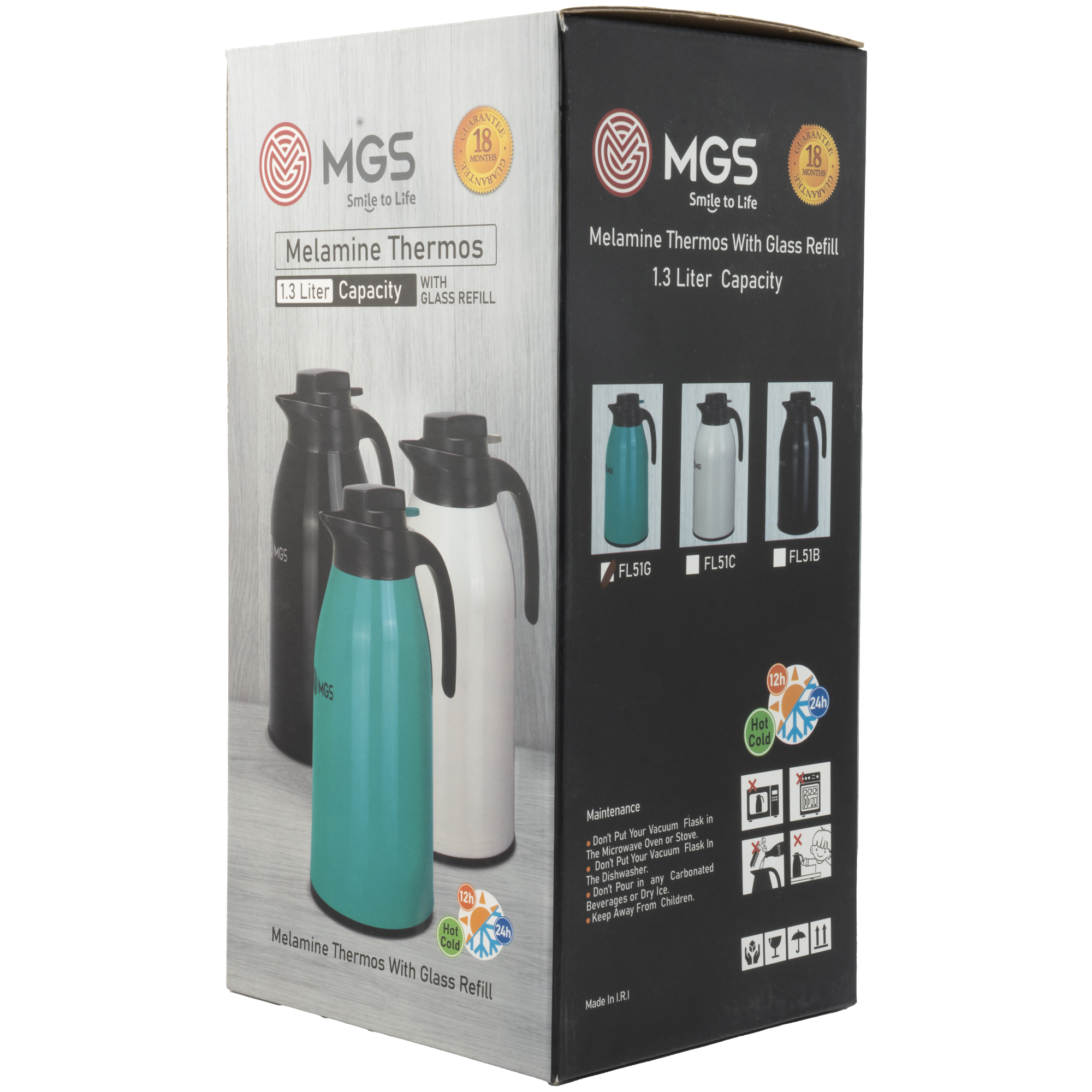 فلاسک ملامينه 1/3 ليتری مشکی MGS مدل FL51B کارتن